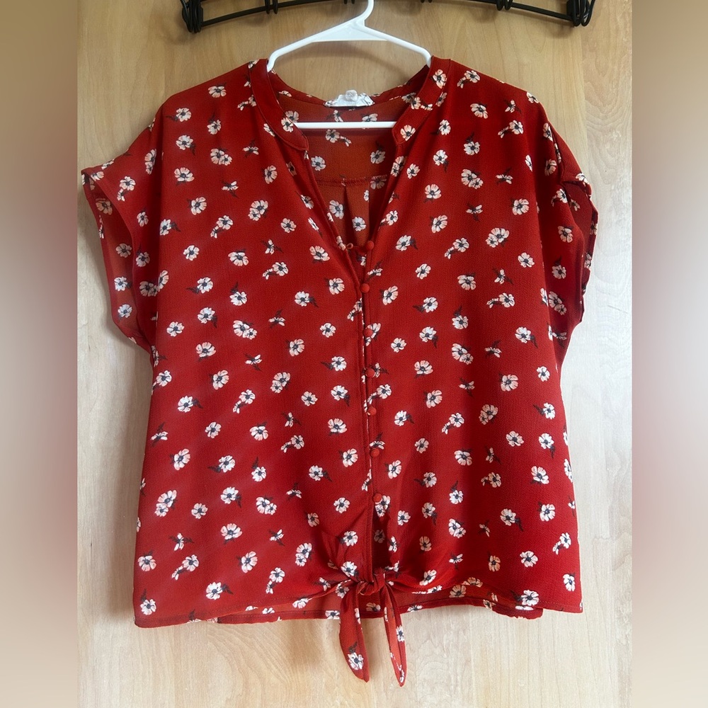 Floral Red Women's Top